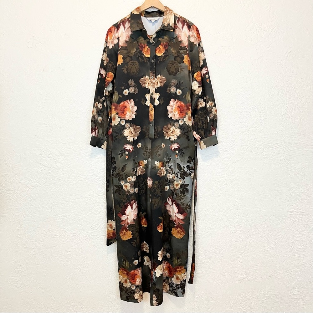 Anthropologie Ranna Gill Jumpsuit Floral Green Long Sleeve Wide Leg XS Boho - Picture 6 of 8